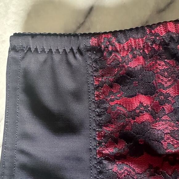 Charman Waist Trainer Corset Body Cincher Shapewear Black Red Satin Lace XL - Picture 8 of 8